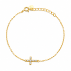 Pulsera de Plata 925 Cruz Ajustable · Oro 14K