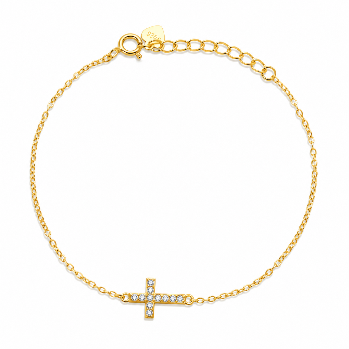 Pulsera de Plata 925 Cruz Ajustable · Oro 14K