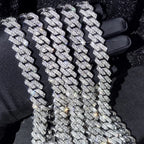 Cadena Cubana Iced Prong Doble Hilera