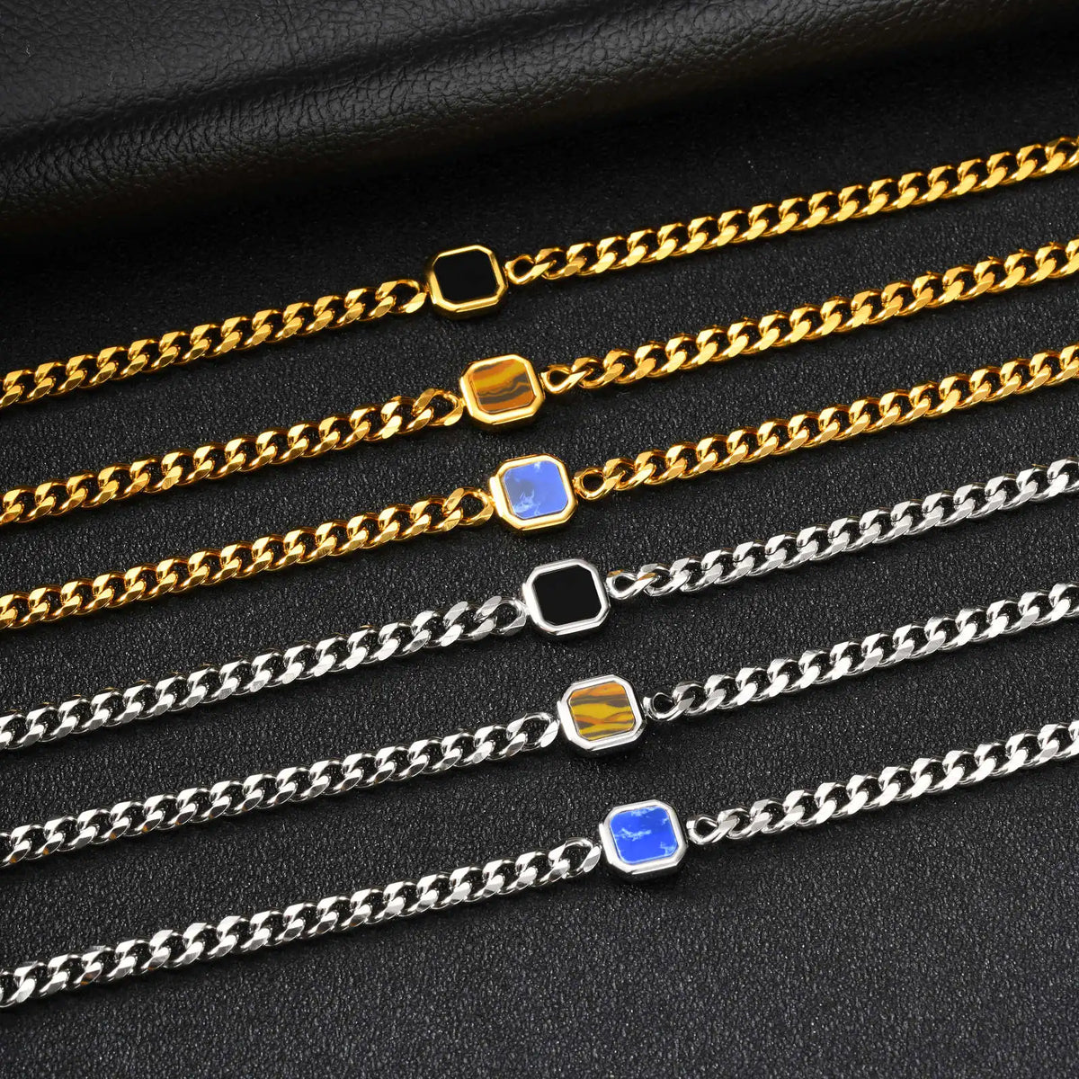 Pulsera Cubana con Piedra · 15 Estilos