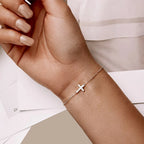 Pulsera de Plata 925 Cruz Ajustable · Oro 14K