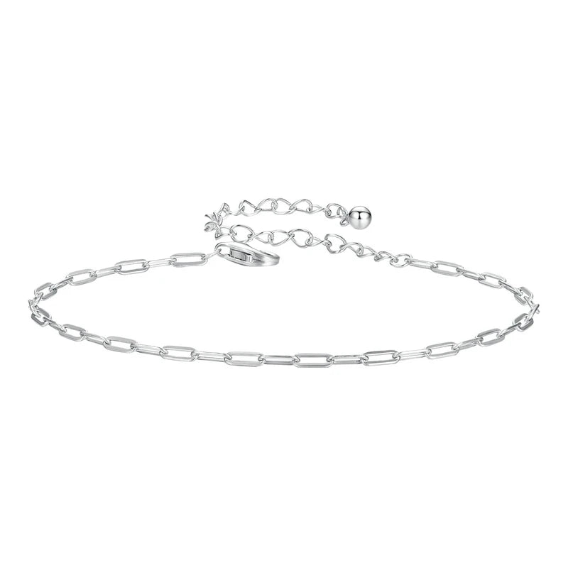 Pulsera de Plata 925 Eslabón Cuadrado · Oro Blanco