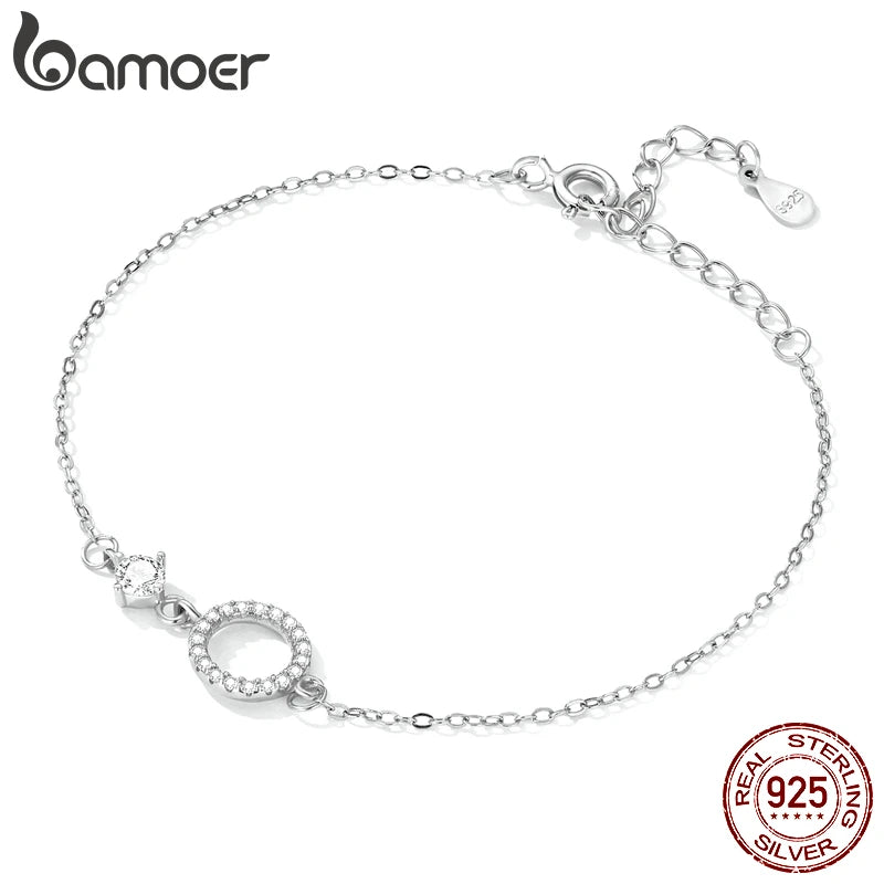 Pulsera de Plata 925 Eslabón Circular con Circones