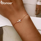 Pulsera de Plata 925 Cruz Ajustable · Oro 14K