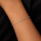Pulsera de Plata 925 Eslabón Cuadrado · Oro Blanco