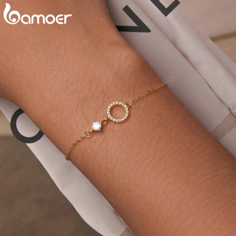 Pulsera de Plata 925 Eslabón Circular con Circones
