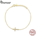 Pulsera de Plata 925 Cruz Ajustable · Oro 14K