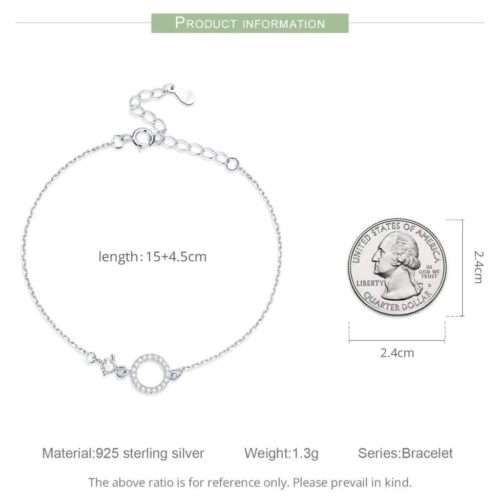 Pulsera de Plata 925 Eslabón Circular con Circones