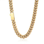 Cadena cubana 8 mm dorada con baño de oro 18K