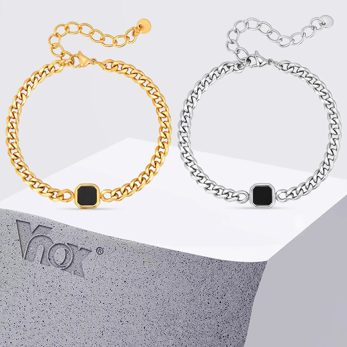 Pulsera Cubana con Piedra · 15 Estilos