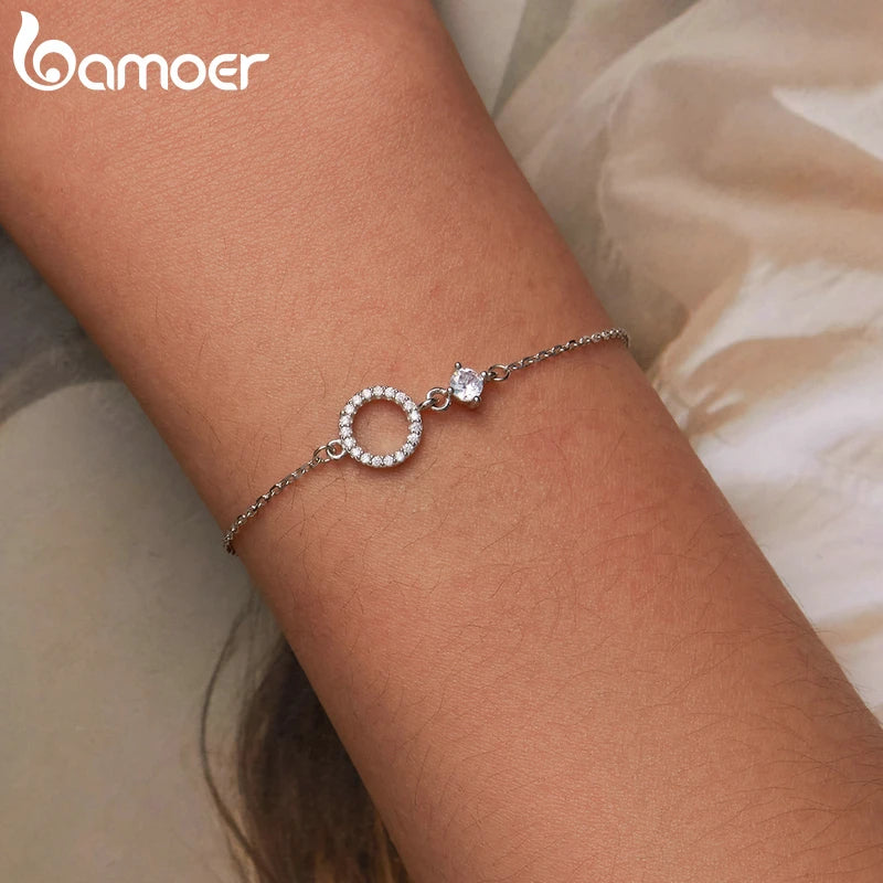 Pulsera de Plata 925 Eslabón Circular con Circones