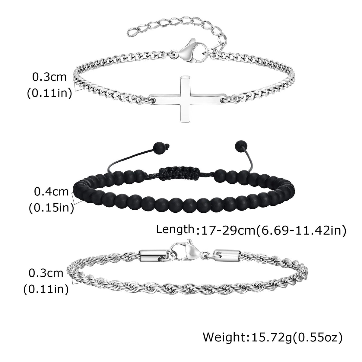 Set de 3 Pulseras Cruz