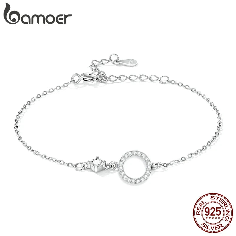 Pulsera de Plata 925 Eslabón Circular con Circones