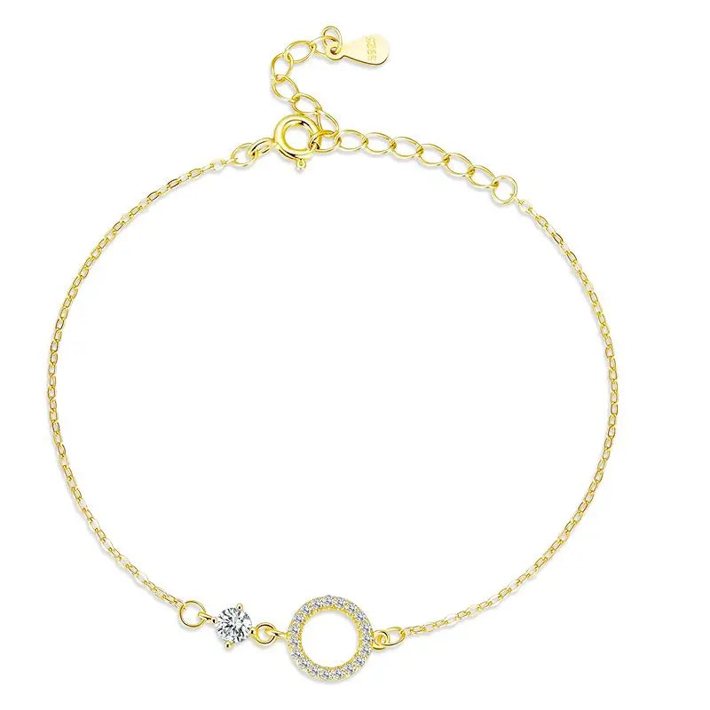 Pulsera de Plata 925 Eslabón Circular con Circones